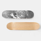 Moderne abstracte zwarte witte waterverf wolf skateboard (Horizontaal)