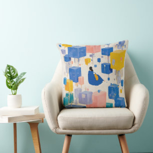 Moderne Abstracte Zwevende Blokken Droomlandschap Kussen