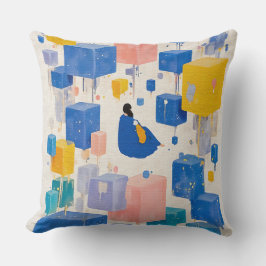 Moderne Abstracte Zwevende Blokken Droomlandschap Kussen