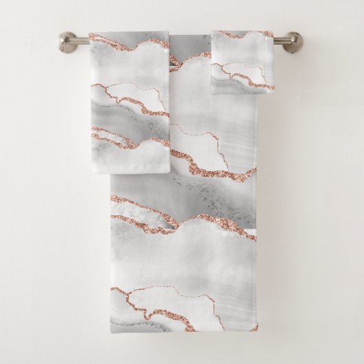 Moderne Abstrait Blanc Agate Rose Or Pailleté (En situation)