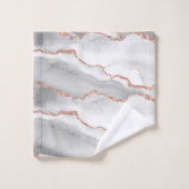 Moderne Abstrait Blanc Agate Rose Or Pailleté (Gant de toilette)