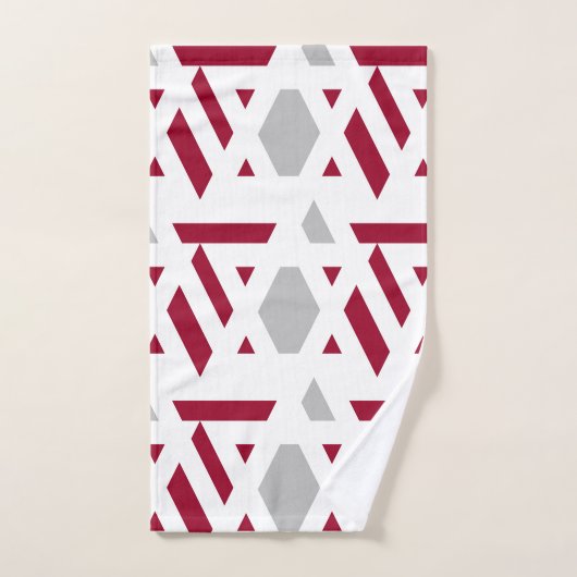 Moderne, abstrait, blanc, rouge, gris clair (Serviette à main)