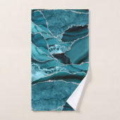 Moderne Abstrait Bleu Turquoise Agate Paillettes A (Serviette à main)