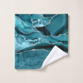 Moderne Abstrait Bleu Turquoise Agate Paillettes A (Gant de toilette)