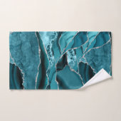 Moderne Abstrait Bleu Turquoise Agate Paillettes A (Serviette à main)