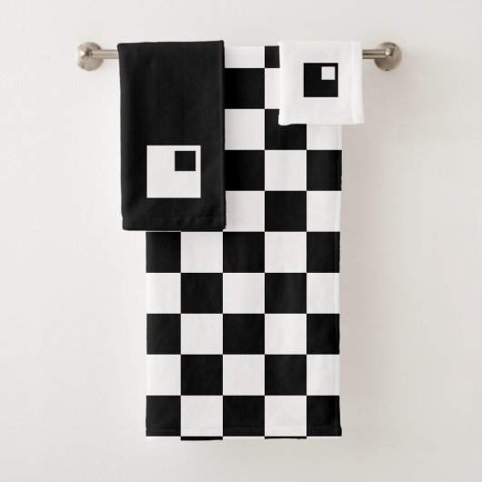 Moderne Abstrait Damier Noir Et Blanc (En situation)