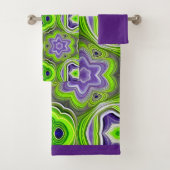 Moderne Abstrait de chaux vert, violet et jaune (En situation)