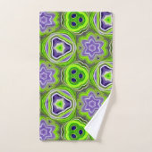 Moderne Abstrait de chaux vert, violet et jaune (Serviette à main)