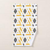 Moderne, abstrait, gris, moutarde jaune, blanc (Serviette à main)