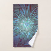 Moderne Abstrait tendance Fleur bleue Fractal Art (Serviette à main)