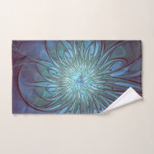 Moderne Abstrait tendance Fleur bleue Fractal Art (Serviette à main)