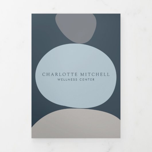 Moderne Abstrait Zen Stones Blue Wellness Brochure (Page de couverture)