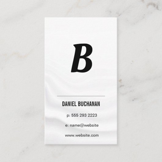 Moderne achtergrond monogram (zwart/wit) drapery visitekaartje (Voorkant)