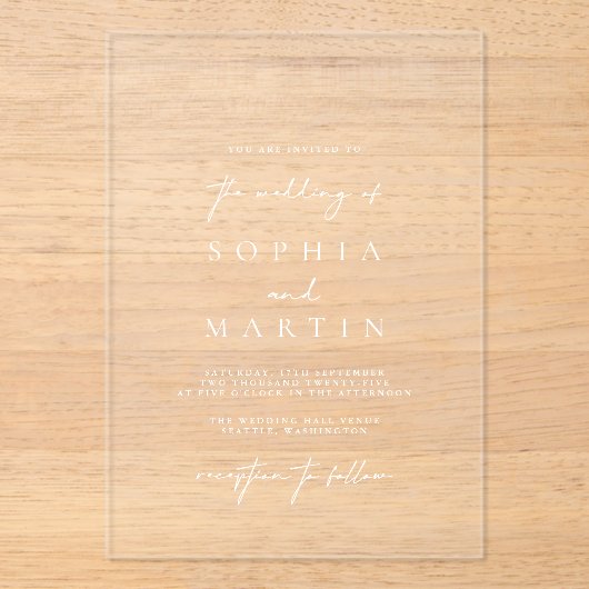 Moderne Acryl Transparante Huwelijksuitnodiging Acryl Uitnodigingen (Voorkant)