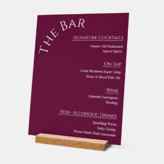 Moderne Acrylique Trouwbar Menu Bord | Bewerkbaar