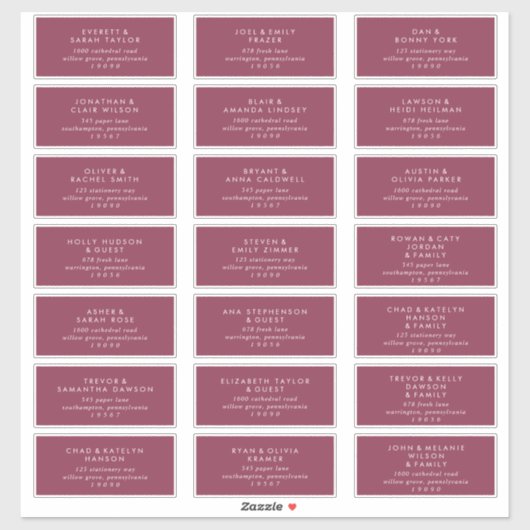 Moderne Adresetiketten voor Roodbruidjes Sticker (Vel)