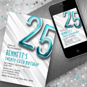 Moderne Adulte Turquoise 25e Invitation anniversai