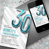 Moderne Adulte Turquoise 30e Invitation anniversai