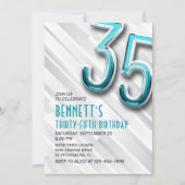 Moderne Adulte Turquoise 35e Invitation anniversai (Devant)