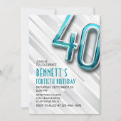 Moderne Adulte Turquoise 40e Invitation anniversai (Devant)