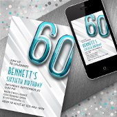Moderne Adulte Turquoise 60e Invitation anniversai