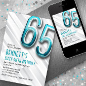 Moderne Adulte Turquoise 65e Invitation anniversai