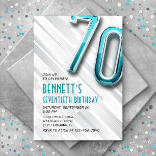 Moderne Adulte Turquoise 70e Invitation anniversai