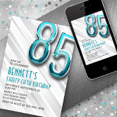 Moderne Adulte Turquoise 85e Invitation anniversai