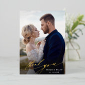 Moderne afbeelding 2 Foto Gold Foil Hartelijk dank Folie Uitnodiging (Staand Voorkant)