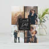 Moderne Afbeelding Collage Black Save The Date (Staand voorkant)
