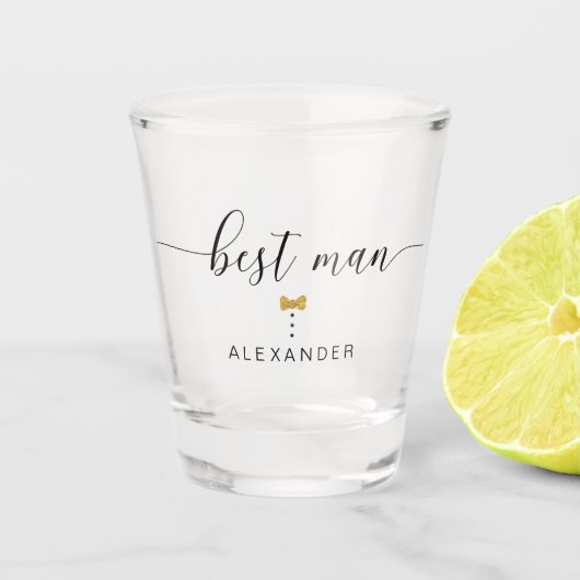 Moderne afbeelding Manuscript Beste man Gold Bow S Shot Glas (Voorkant)