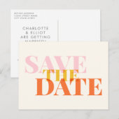 Moderne afbeelding Roze geel met Typografie Sparen Briefkaart (Voorkant / Achterkant)