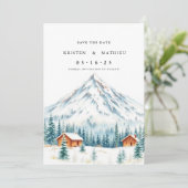 Moderne afdrukbare berg save the date (Staand voorkant)