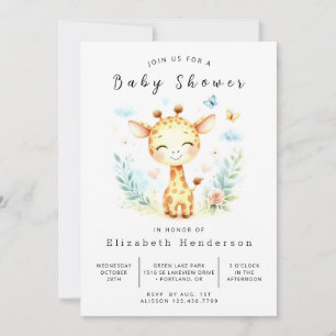 Moderne afdrukbare Giraffe Baby shower Kaart