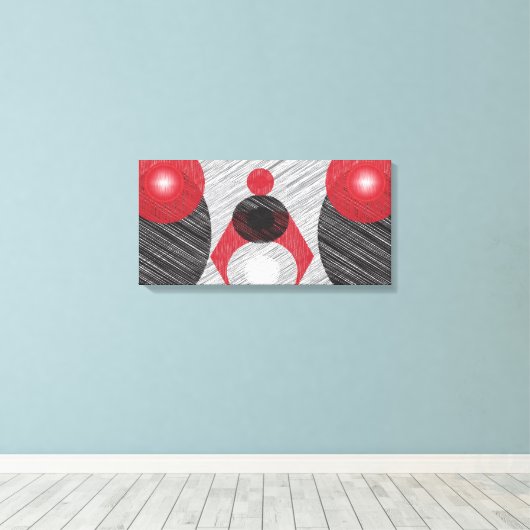 Moderne afdrukken op rood, zwart en wit Abstract C (Insitu (Houten vloer))