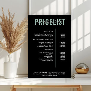 Moderne, Affiche de liste de prix