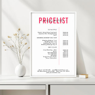 Moderne, Affiche de liste de prix