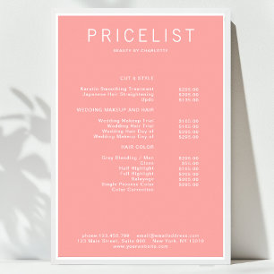 Moderne, Affiche de liste de prix