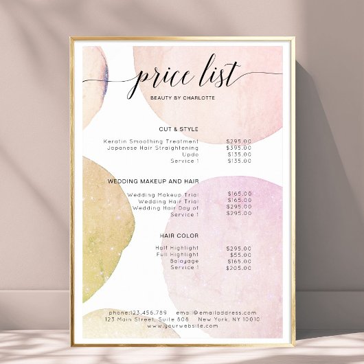 Moderne, Affiche de liste de prix