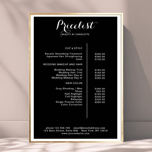 Moderne, Affiche de liste de prix