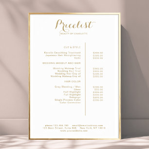Moderne, Affiche de liste de prix