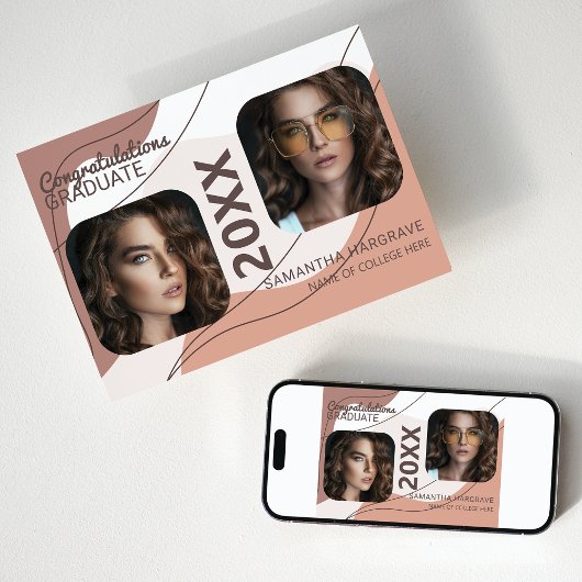 Moderne Afgestudeerde | 2 Foto Collage Afstudeerfe Aankondiging