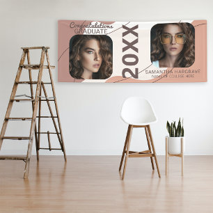 Moderne Afgestudeerde   2 Foto Collage Afstudeerpr Spandoek