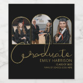 Moderne Afgestudeerde | 3 Gebogen Fotocollage Wijn Etiket (Enkel label)