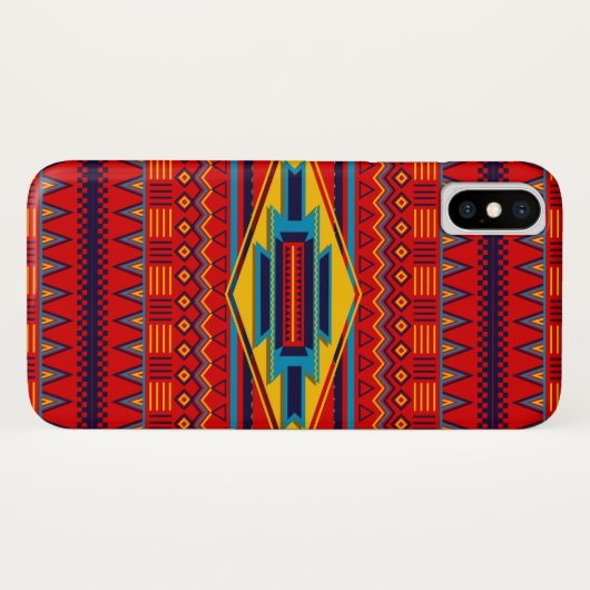 Moderne Afrikaanse kunstgoden Oogpatroonrood Geel Case-Mate iPhone Case (Achterkant (horizontaal))