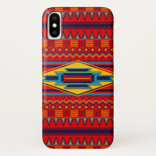 Moderne Afrikaanse kunstgoden Oogpatroonrood Geel iPhone X Hoesje