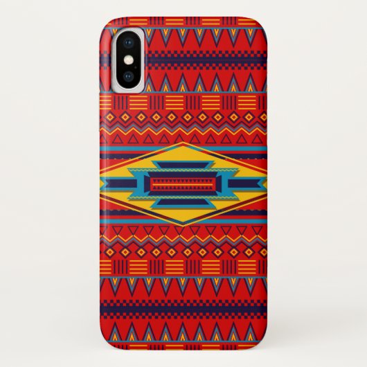 Moderne Afrikaanse kunstgoden Oogpatroonrood Geel Case-Mate iPhone Case (Achterkant)