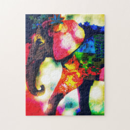 Moderne Afrikaanse olifant Pop kunst hedendaags Legpuzzel