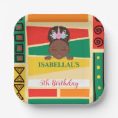 Moderne Afro-Amerikaanse meisjes Verjaardagsfeest Papieren Bordje (Voorkant)