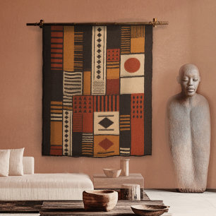 Moderne Afrocentrische Silhouette Terracotta Boho Wandkleed
